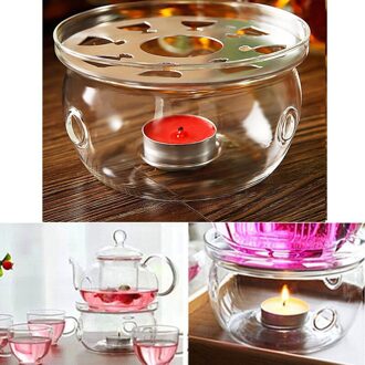 Clear Glas Hittebestendige Ronde Theepot Warmer Heater Base Kaarshouder Pw