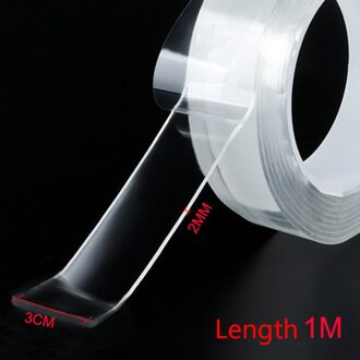 Clear Magic Wasbare Herbruikbare Dubbelzijdig Nano Plakband Traceless Sticker Verwijderbare Waterdichte Schijven Lijm 1M/2M/3M/5M 3cm Width X 1M