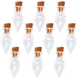 Clear Mini Glazen Flessen Potten Met Kurk Opknoping Wens Note Flessen Pack Van 10 Vorm) Als Getoond