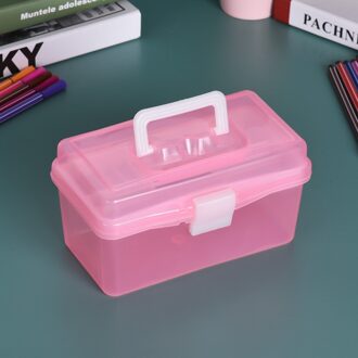 Clear Plastic Art Opbergdoos Aquarel Olieverf Supplies Multipurpose Case Draagbare Voor Kunstenaars Studenten roze