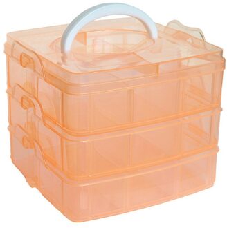 Clear Plastic Craft Kralen Sieraden Organizer Tool Box Case Drie-Layer Verwisselbare Plastic Opbergdoos Case # T1P oranje