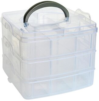 Clear Plastic Craft Kralen Sieraden Organizer Tool Box Case Drie-Layer Verwisselbare Plastic Opbergdoos Case # T1P wit