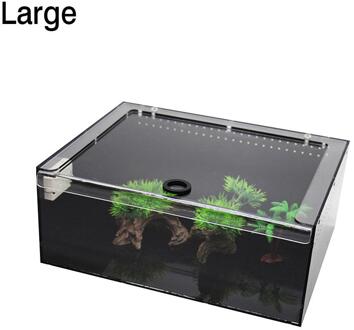 Clear Reptiel Fokkerij Doos Kleine Grote Ademend Acryl Sliding Cover Spider Hagedissen Insect Voerbox Terrarium