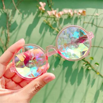 Clear Ronde Bril Caleidoscoop Eyewears Kristal Lens Party Rave Zonnebril Vrouwelijke Mannen Bril Party Queen Roze