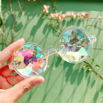 Clear Ronde Bril Caleidoscoop Eyewears Kristal Lens Party Rave Zonnebril Vrouwelijke Mannen Bril Party Queen Transparant