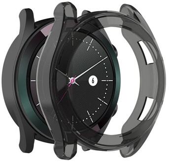 Clear TPU Protector Bumper Horloge Frame Case Cover voor Huawei GT2 42mm 46mm Smart horloge accessoires GT 2 shell Protector #1019 zwart / 46MM