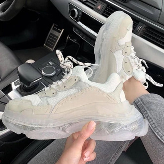 Clear Transparent Bottom Sneakers Women Running Shoes Outdoor Athletic Brand Casual Sneakers Top Triple S Breathable Shoes Women