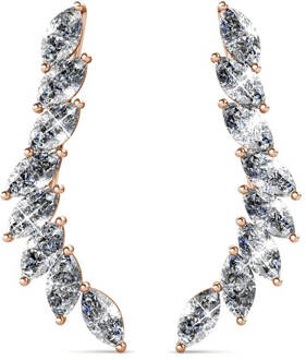 Clematis oorbellen - roségoud en kristal - maat