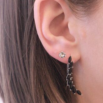 Clematis oorbellen - zilver en zwart - One Size