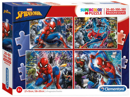 Clementoni Legpuzzel Supercolor Marvel Spider Man 20+60+100+180 Stukjes