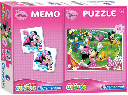 Clementoni Minnie Mouse Memo + Puzzel - 60 Stukjes