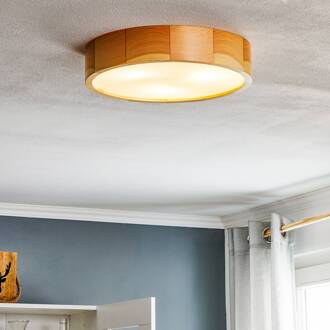 Cleo plafondlamp, Ø 37,5cm, 3-lamps, dennenhout, E27