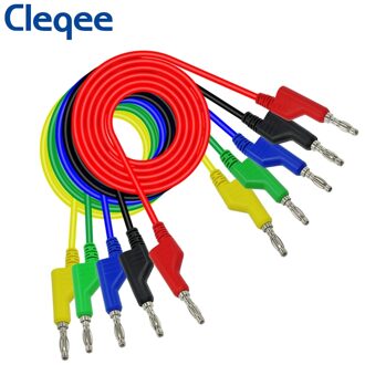 Cleqee P1036 5Pcs 4Mm Stapelbare Banana Plug Banana Plug Test Leads Multimeter Test Kabel 1000V/15A 5 Kleuren 1M