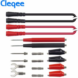 Cleqee P1500 Test Lead Kit Vervangbare Test Draad Sonde Voor Digitale Multimeter Voeler Krokodil Alligator Clip Test Pins Naalden