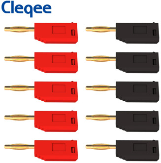 Cleqee P3012 10PCS 2mm Banana Plug jack Gold Plated Copper stackable connector for Binding Post Test Probes 5 Color
