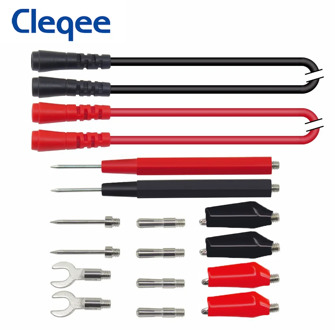 Cleqee Test Leads Kit Vervangbare Test Draden Probes Voor Digitale Multimeter 4Mm Banaan Plug Krokodil Clips U Type Probe