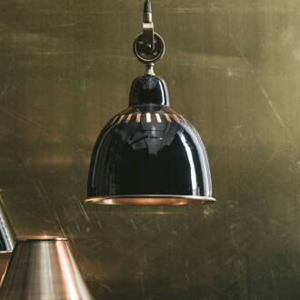 Cleveland hanglamp, Ø 23 cm, zwart/messing glanzend zwart, antiek messing