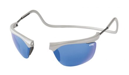 CliC Zonnebril rectangle Blauwe glazen - Zilver/Blauw