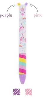 click & clack 2 kleuren balpen - unicorn
