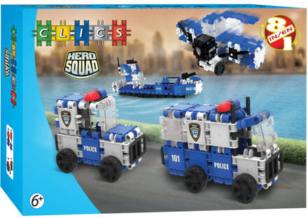 Clics Hero Squad Politie Box 8 in 1 - Constructie blokken