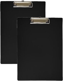 Clipboard - 2x - A4 formaat - zwart - Klembord voor documenten - van PVC