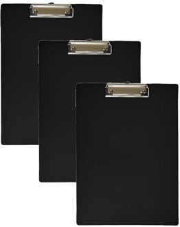 Clipboard - 3x - A4 formaat - zwart - Klembord voor documenten - van PVC