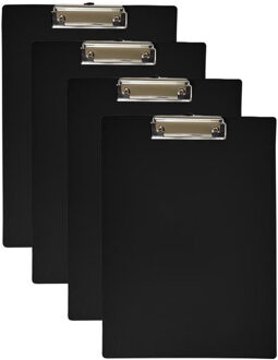 Clipboard - 4x - A4 formaat - zwart - Klembord voor documenten - van PVC