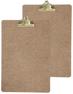 Clipboard/klembord/memobord voor documenten - 2x - hardboard - A4 formaat - met stevige klem