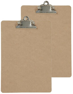 Clipboard/klembord/memobord voor documenten - 2x - hardboard - A5 formaat - met stevige klem