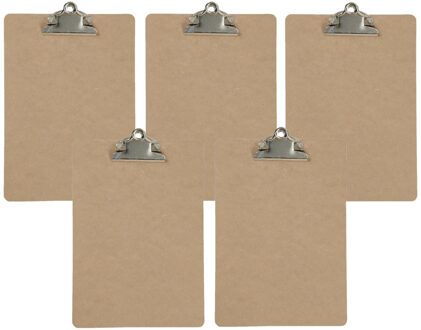 Clipboard/klembord/memobord voor documenten - 5x - hardboard - A5 formaat - met stevige klem