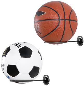 Clispeed 2 Stuks Muur Gemonteerde Bal Houders Display Rekken Voor Basketbal Voetbal Volleybal Oefening Bal (Zwart)