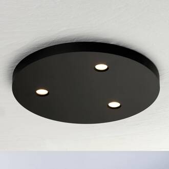 Close LED plafondlamp 3-lamps rond zwart zwart geanodiseerd