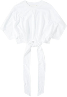 CLOSED Casual T-shirt met verlaagde schouder en knoopdetail aan de voorkant Closed , White , Dames - M,S,Xs