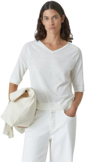 CLOSED Elegante Witte T-Shirt met Lange Mouwen Closed , White , Dames