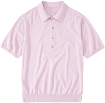 CLOSED Katoenen Jersey Polo Shirt met 4 Knopen Closed , Pink , Heren - Xl,M,S