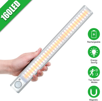 Closet Light 160 LED PIR Motion Sensor LED Light for the Kitchen Cabinet BackLight Rechargeable Under Cabinet Lights for Bedroom