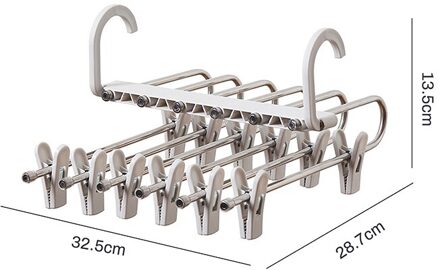 Closet Organizer Space Kleding Rack Magische Hanger Kleding Haak Mode 5 In 1 Broek Rack Planken Rvs Kleerhangers wit met Clip