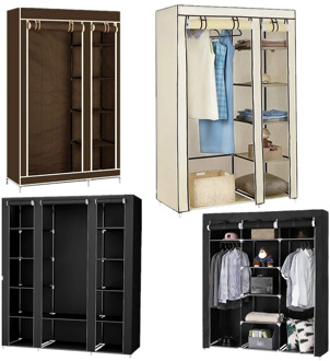 Cloth Wardrobe Furniture Storage Cabinet Fabric Closet Folding Non Woven Portable Waterproof Reinforcement Dustproof Bedroom HWC