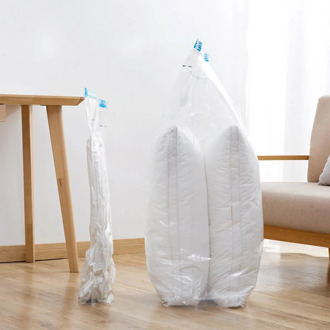 Clothes Wardrobe Compression Storage Bag Foldable Border Sealed Transparent Pumping Vacuum Hangable Jackets Dust Cover Organizer