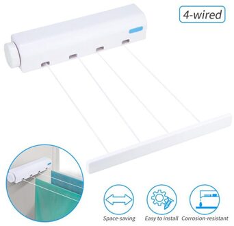 Clotheslines Indoor Hanger Drogen-Rack Organizer Telescopische Wasserij-Opslag Muur Gemonteerde Intrekbare Automatische Handdoek-Rack Nylon 01