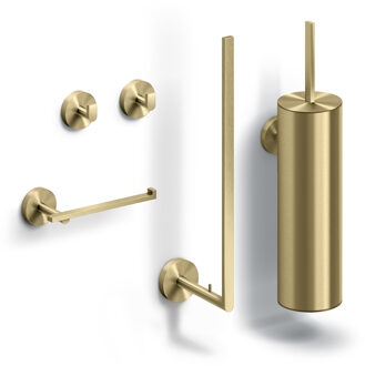Clou Flat toilet accessoireset, goud geborsteld PVD