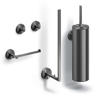 Clou Flat toilet accessoireset, gunmetal geborsteld PVD