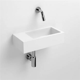 Clou Flush 3 fontein met voorbewerkt kraangat en plug links mineral marmer B36xH9xD18cm