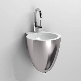 Clou Flush 6 fontein zonder kraangat met plug en bekersifon wit keramiek B27xH28xD31.5cm