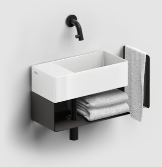 Clou Fonteinkast Clou New Flush Links 21.2x44x18 cm Mat Zwart Clou