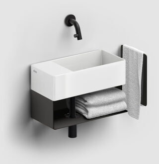 Clou Fonteinkast Clou New Flush Links 21.2x44x18 cm Mat Zwart