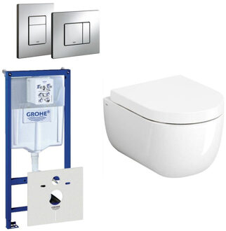 Clou Hammock Compact Toiletset - inbouwreservoir - wandtoilet - softclose - quickrelease - bedieningsplaat verticaal/horizontaal - chroom 0720001/0729205/sw106248/sw106250/ Wit