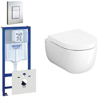 Clou Hammock Compact Toiletset - inbouwreservoir - wandtoilet - softclose - quickrelease - bedieningsplaat verticaal/horizontaal - RVS 0729205/0720026/sw106248/sw106250/ Wit