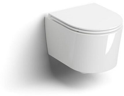 Clou InBe 1 Wandtoilet 48cm Incl Zitting Met Deksel Soft Closing En Quick Release Systeem Glanzend Wit Keramiek 36.5x48x38.1cm