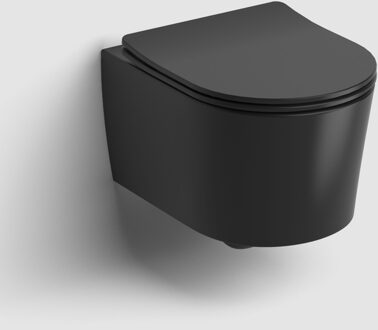 Clou InBe 1 wandtoilet met toiletzitting versie 48 cm mat zwart IB/04.01141.21 Zwart mat
